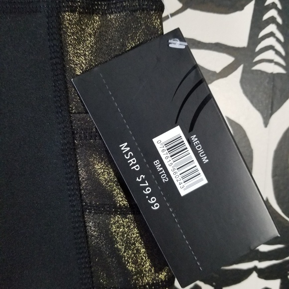 BSP BETTER SPORTS GOLD METALLIC /BLACK LEGGINGS M - Picture 7 of 8